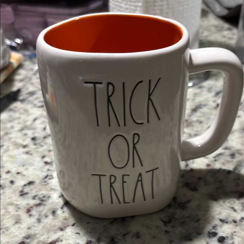 Rae Dunn Halloween Mug White and Orange